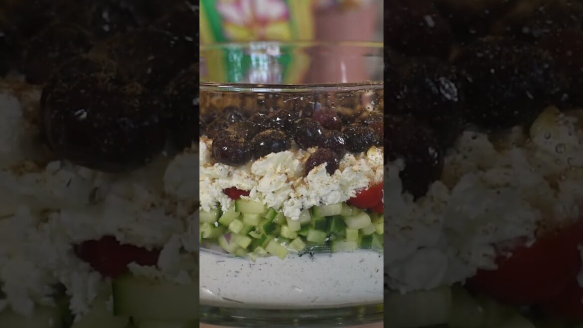 1 MIN مقبلات لبنه  بسبع طبقات mediterranean labneh seven layer dip samira’s kitchen episode # 485
