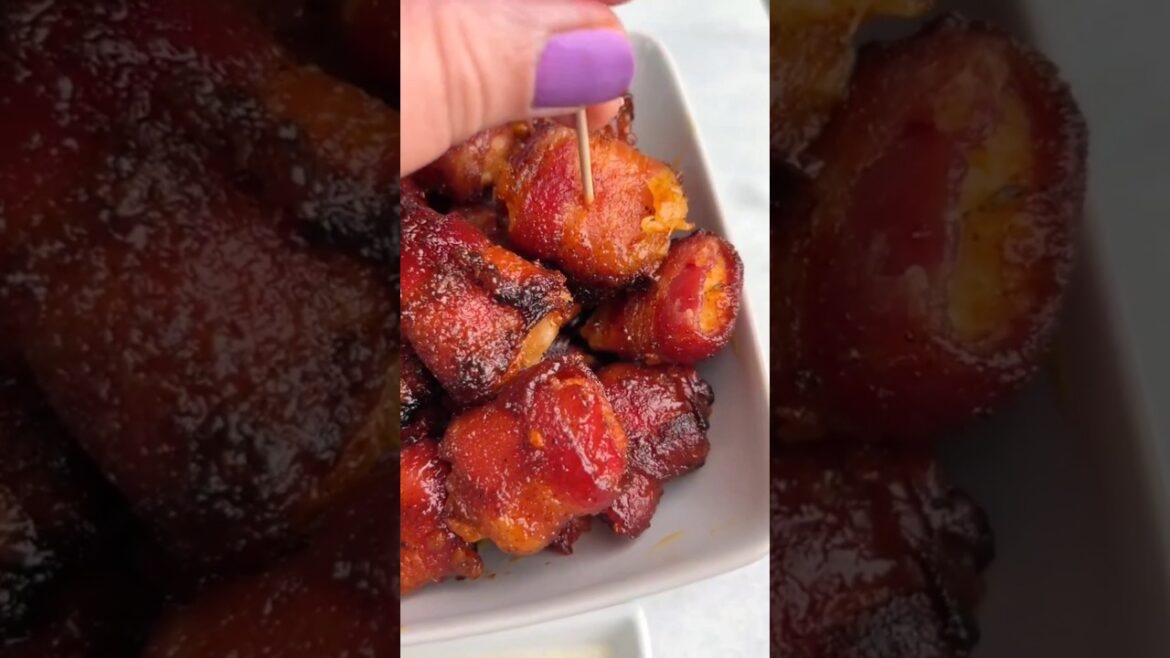 Bacon wrapped chicken bites #delicious #cooking