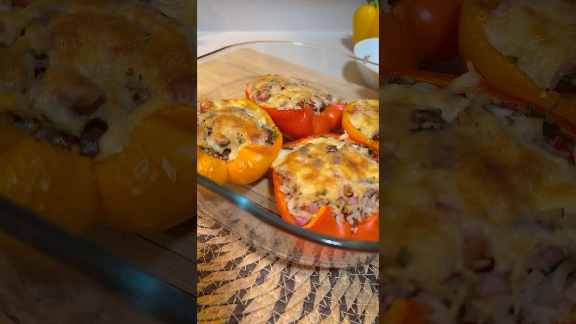 How to make easy stuffed bell peppers #shorts #stuffedpeppers