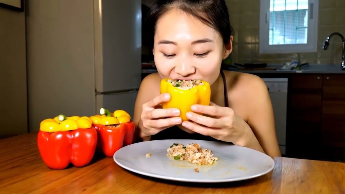 Intense Stuffed Pepper Eating Sounds | ASMR Food