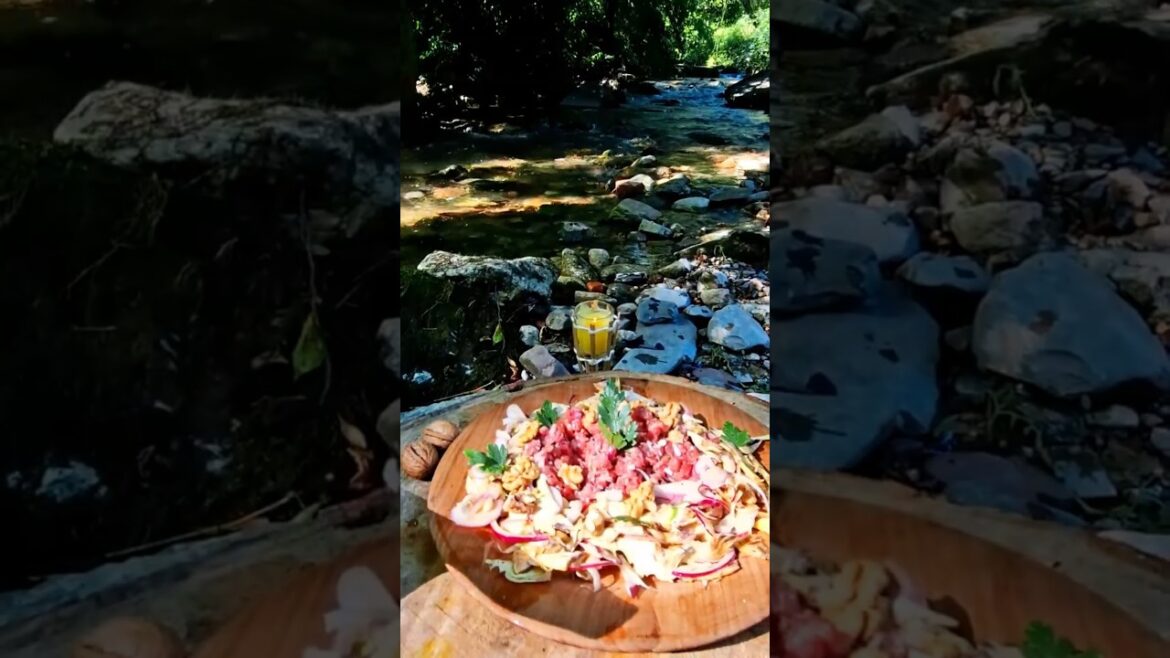 Would you have this italian beef tartare with some artichokes salad?  #asmr  #outdoorcooking  #food