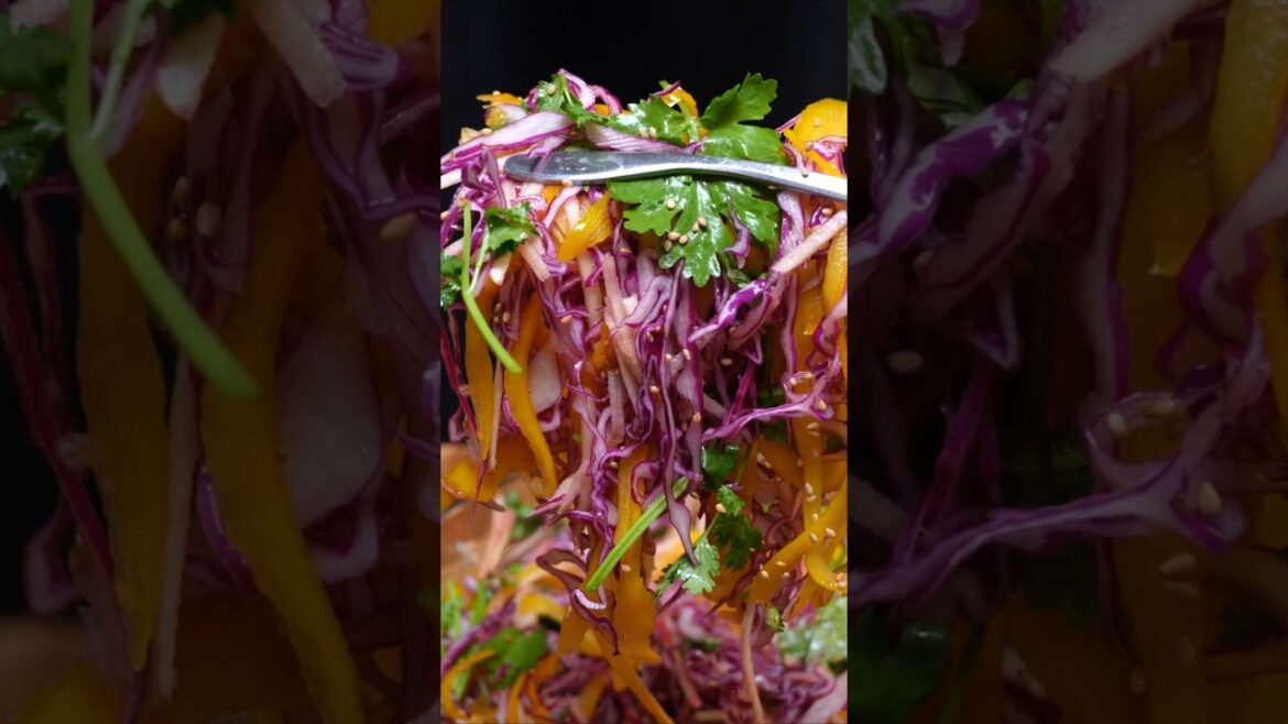 PURPLE POWER SALAD! Crunchy Cabbage & Cilantro for Gut Reset (ASMR Sound On)