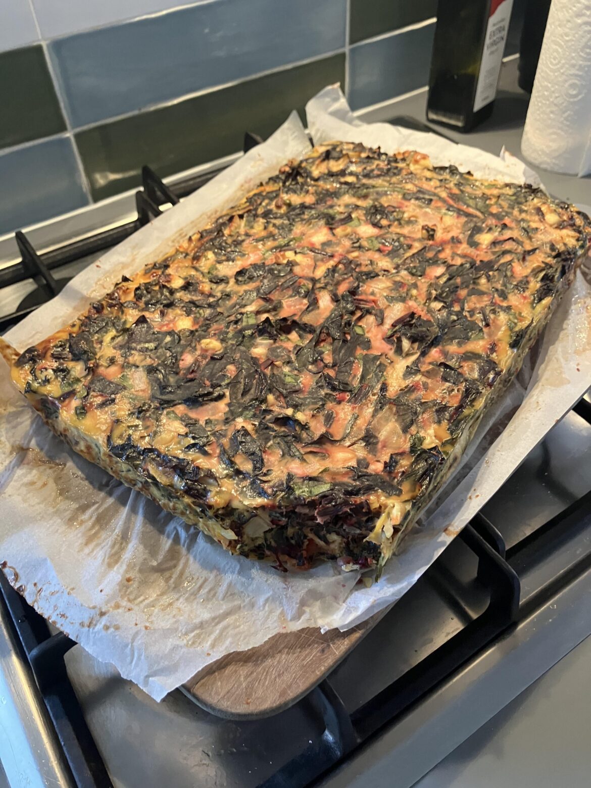 Delicious frittata with beet greens!