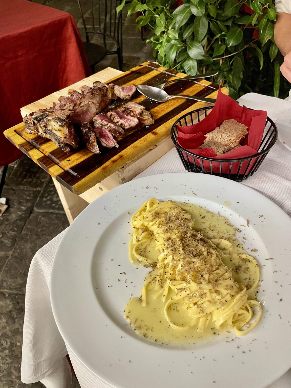 Truffle tagliatelle and steak in Florence
