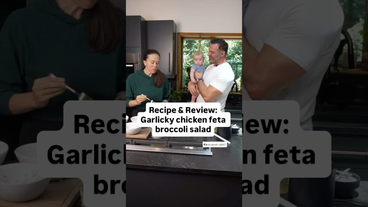 Garlicky feta chicken broccoli salad