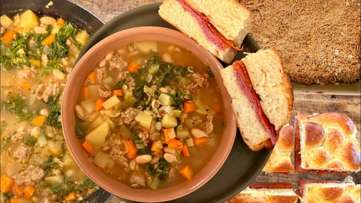 Tuscan Soup, Italian Melts, and Apple Crumb Bars