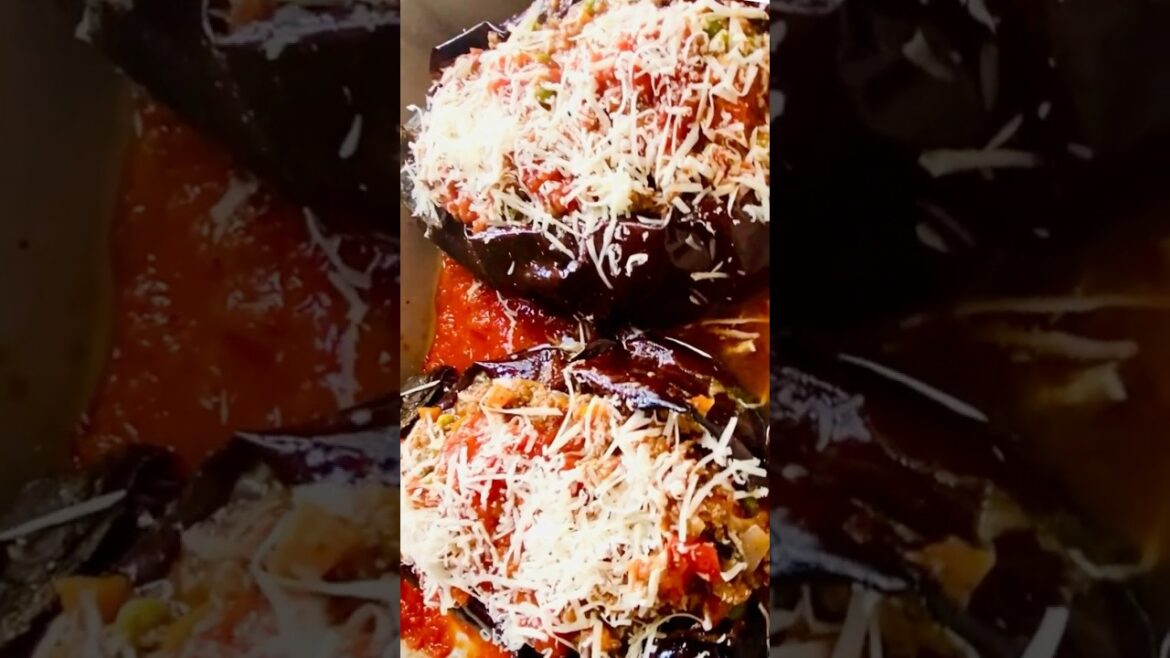 A Turkish Italian Fusion Stuffed Mediterranean Cheesy Eggplant Bolognese