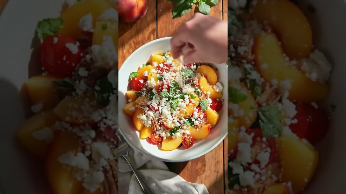 Viral Peach Feta Salad in 8 Seconds ✨ #shorts #saladrecipe #glutenfree Viral Peach Feta Salad in 8 Seconds ✨ #shorts #saladrecipe #glutenfree