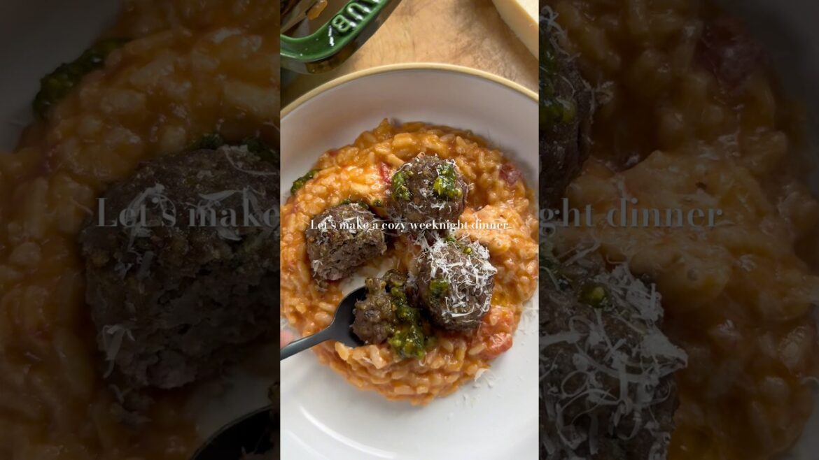 Pesto Meatballs & Tomato Soup Risotto #recipe #cookingvideo #cookdinnerwithme Pesto Meatballs & Tomato Soup Risotto #recipe #cookingvideo #cookdinnerwithme