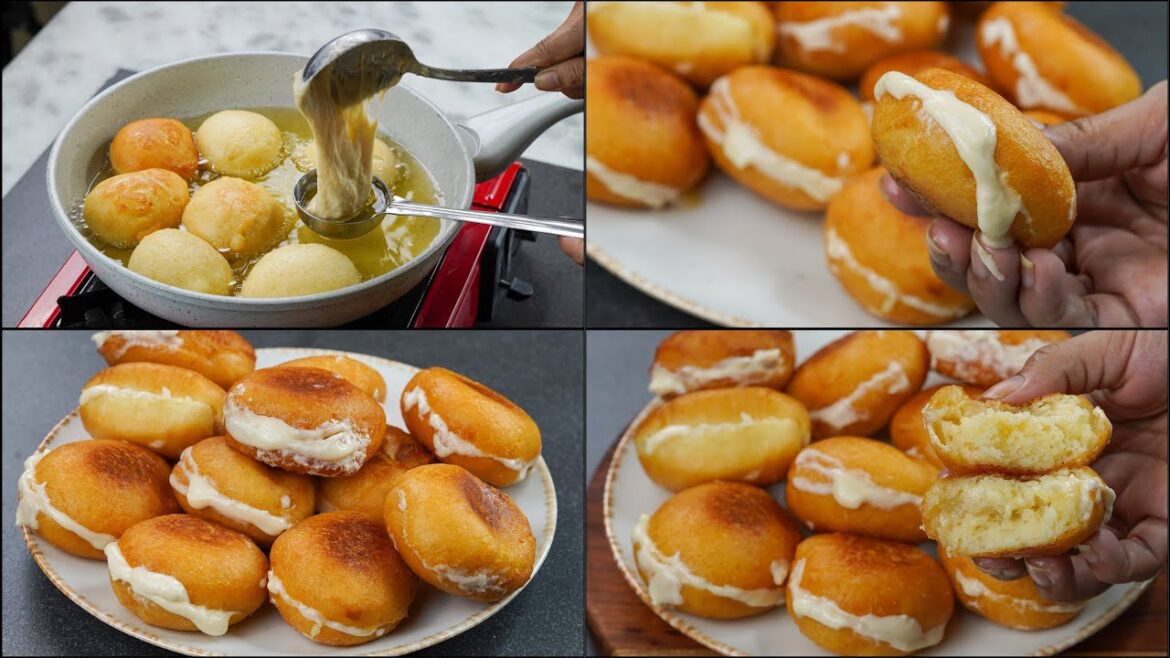 Cream Bun Recipe | Delicious Fried Cream Bun | Cream Stuffing Bun Recipe | Homemade Cream Bun Recipe