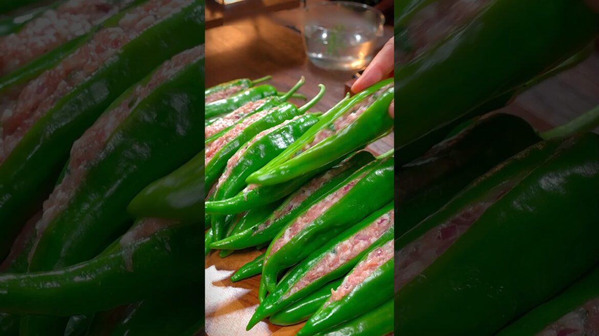 The Secret to Crispy Stuffed Peppers! #mukbanginternational #streetfoodasia #usfoodie