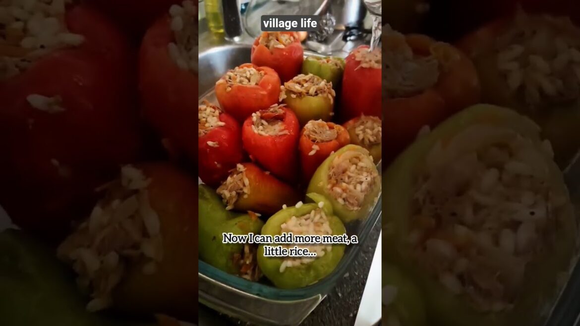 Traditional Village Cooking: Dolma and Stuffed Peppers #shorts