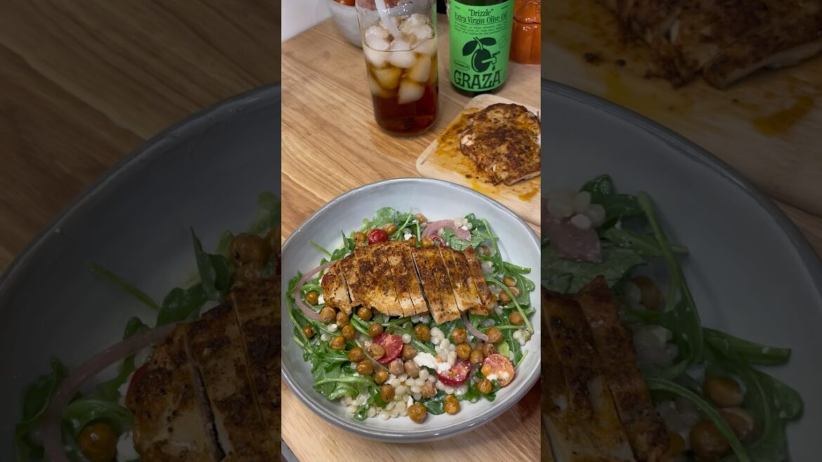 Mediterranean Couscous Salad. Full recipe on my Tiktok or IG #meditteranean #shorts #dinnerrecipe