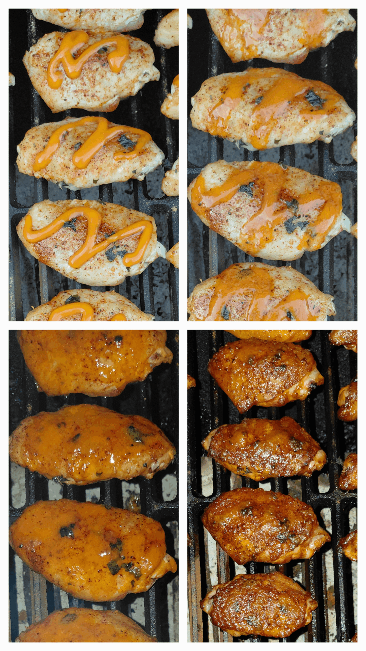 The stages of smoking buffalo into the wing