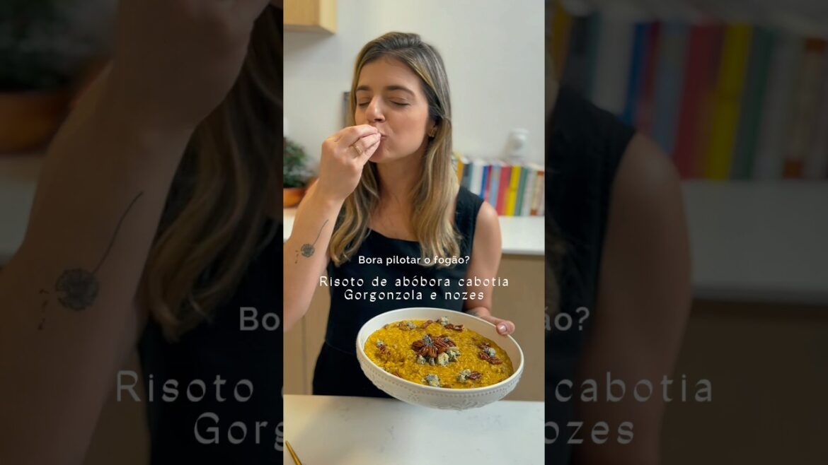 Risoto de abobora cabotia, gorgonzola e nozes