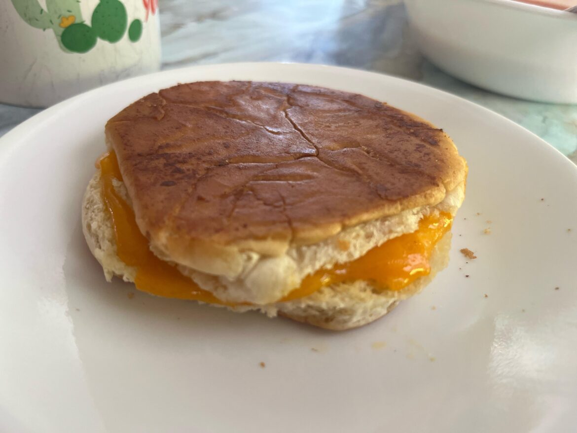 Hamburger bun grilled cheese
