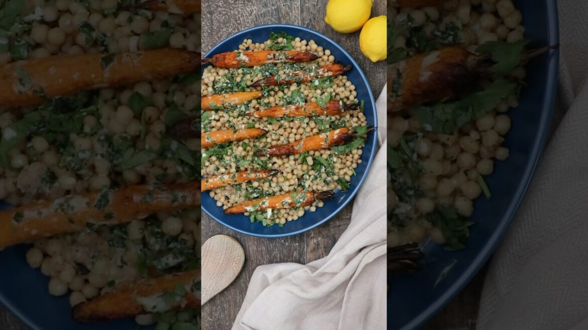 Roasted carrots and couscous salad - healthy mediterranean salad - #saladrecipe #healthyrecipes