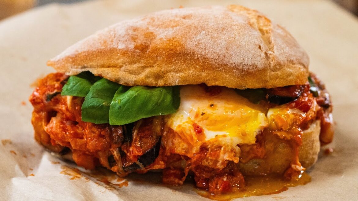 ITALIAN Eggplant Parmigiana Sandwich: Malafemmina ITALIAN Eggplant Parmigiana Sandwich: Malafemmina