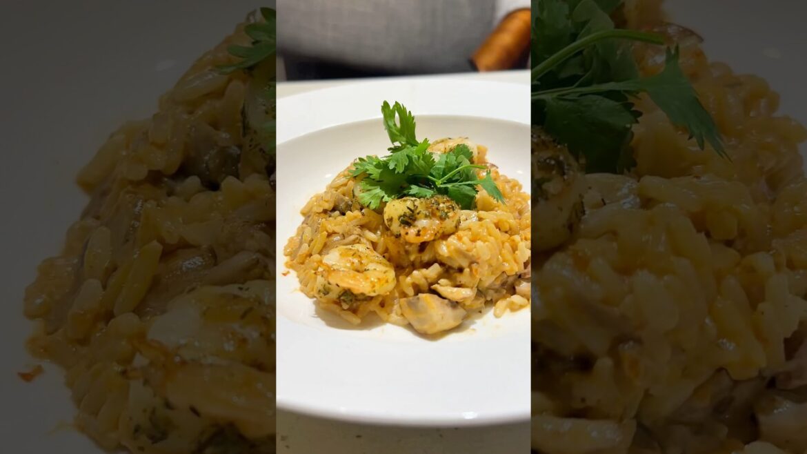 The EASIEST shrimp risotto recipe (high protein) #shorts #viralshorts #youtubeshorts #risotto #fyp