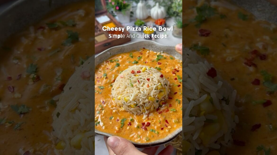 Cheesy Pizza Rice Bowl | Quick And Easy Recipe #shorts #ytshorts #viralreels #trending #cooking #yum