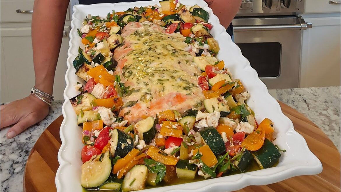 Grilled Salmon W/ Greek Veggie Salad