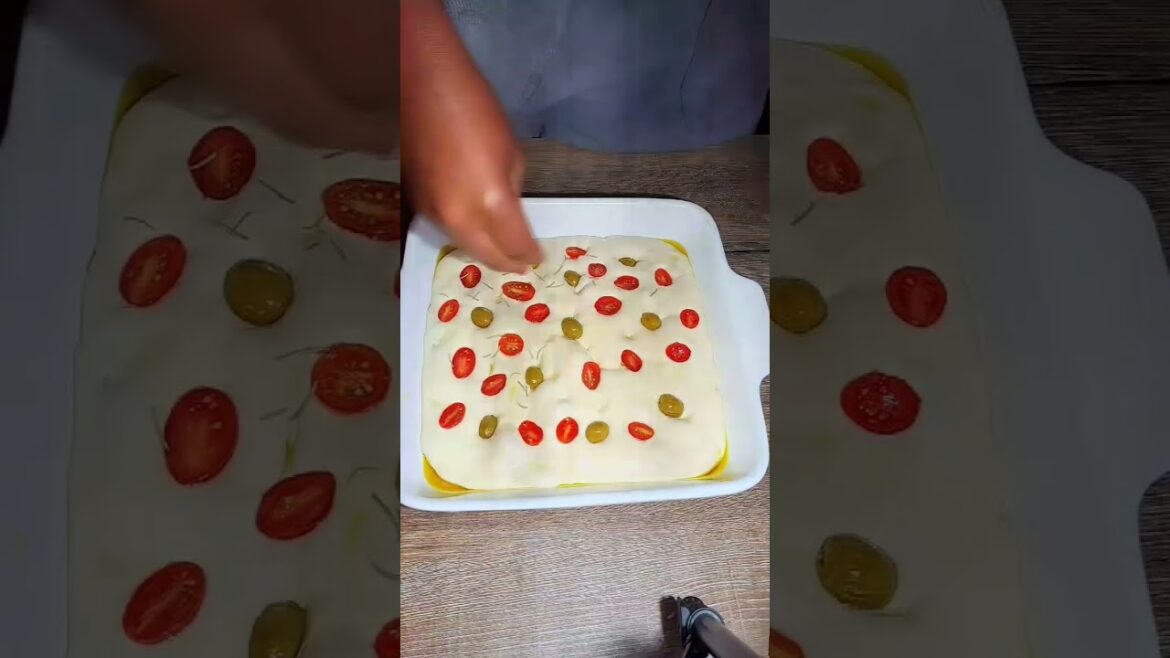 A Foccacia dream drizzle the olive oil, press in the rosemary, tomatoes, and olives… Enjoy