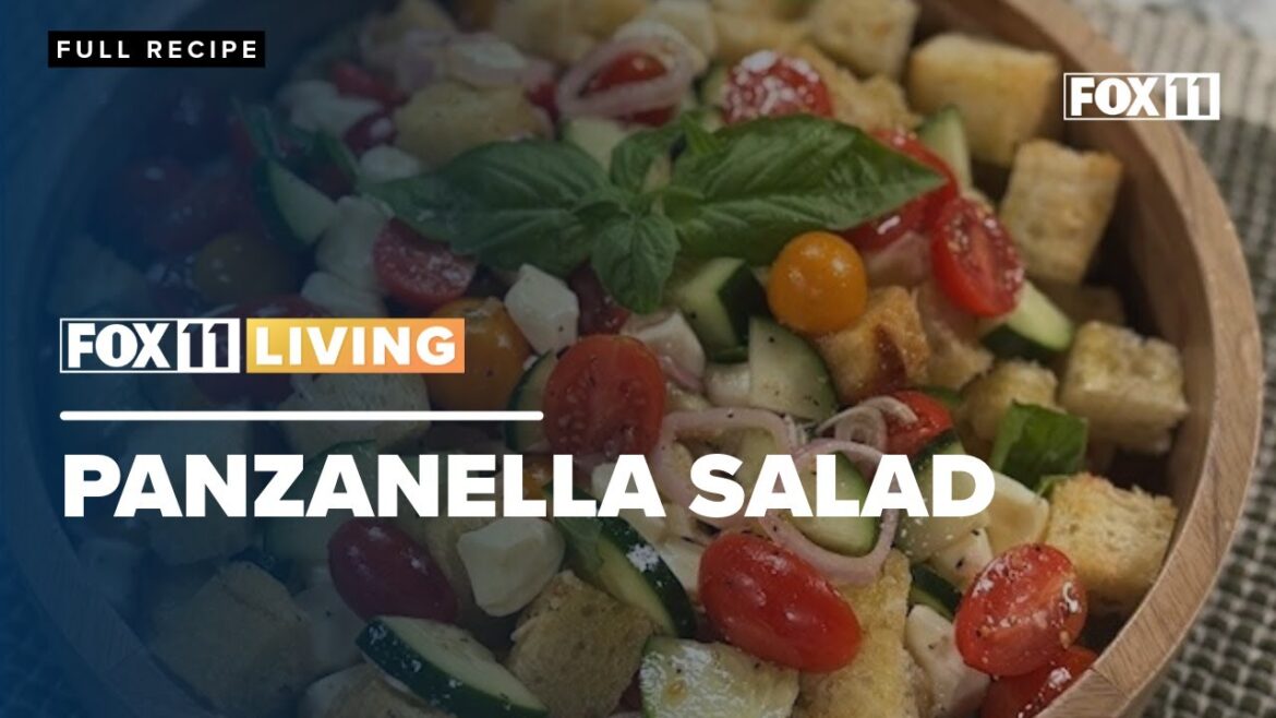 Panzanella Salad; Recipe featuring tomatoes and cucumbers from late summer harvest