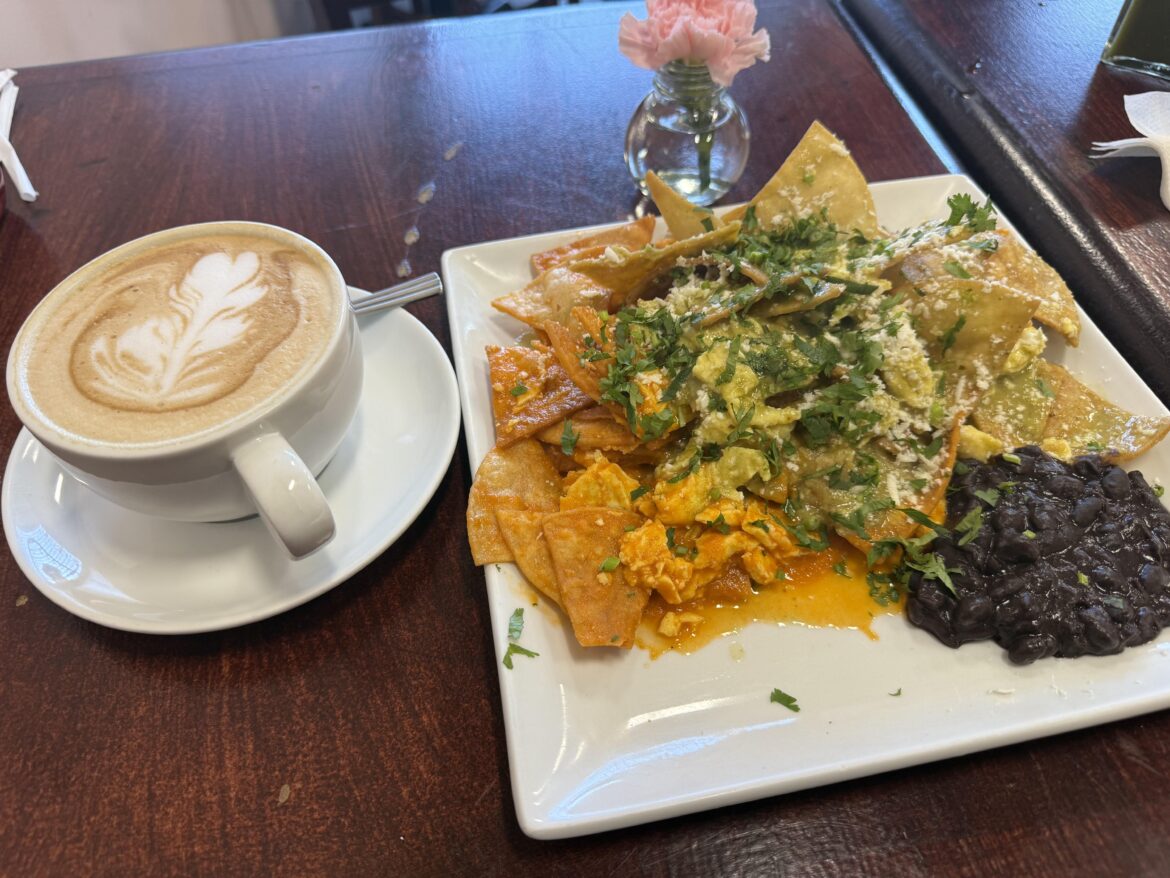 Chilaquiles and a vanilla latte from Fleur Café