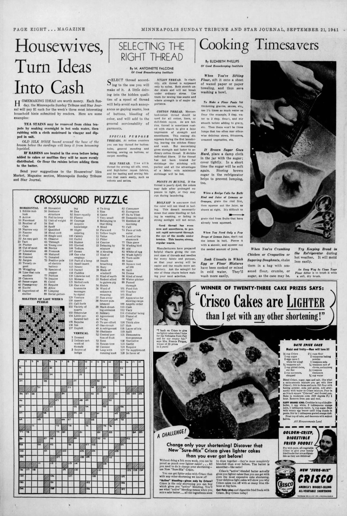 Sunday, September 21, 1941: Cooking Timesavers