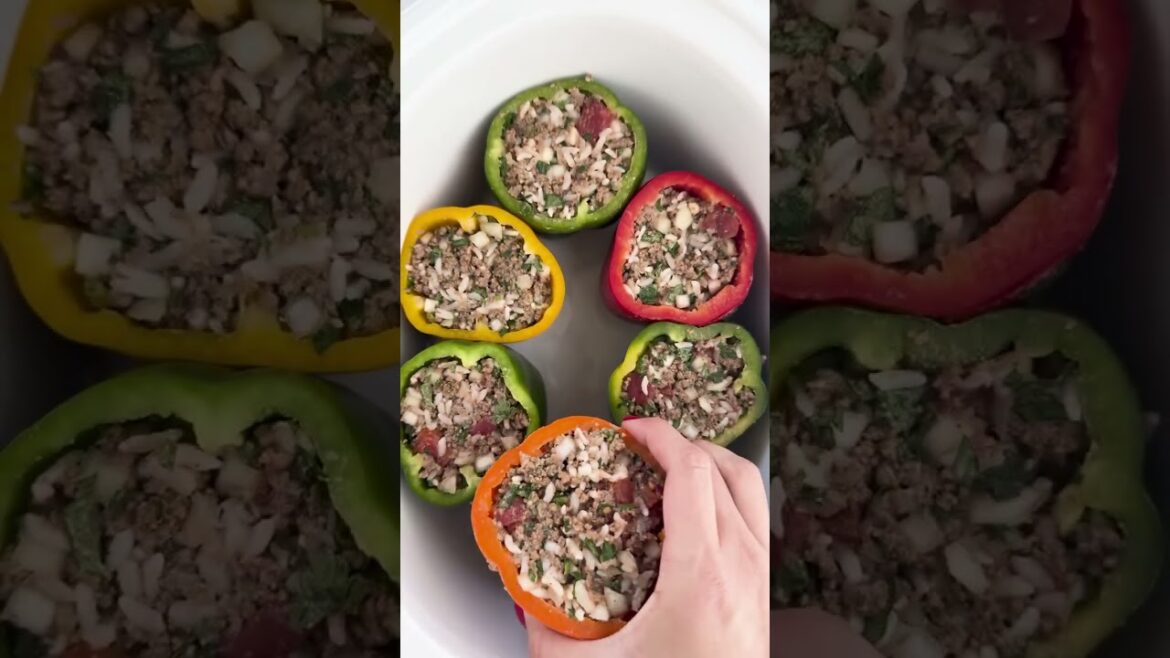 Slow Cooker Mediterranean Stuffed Peppers #funny #foodie #food
