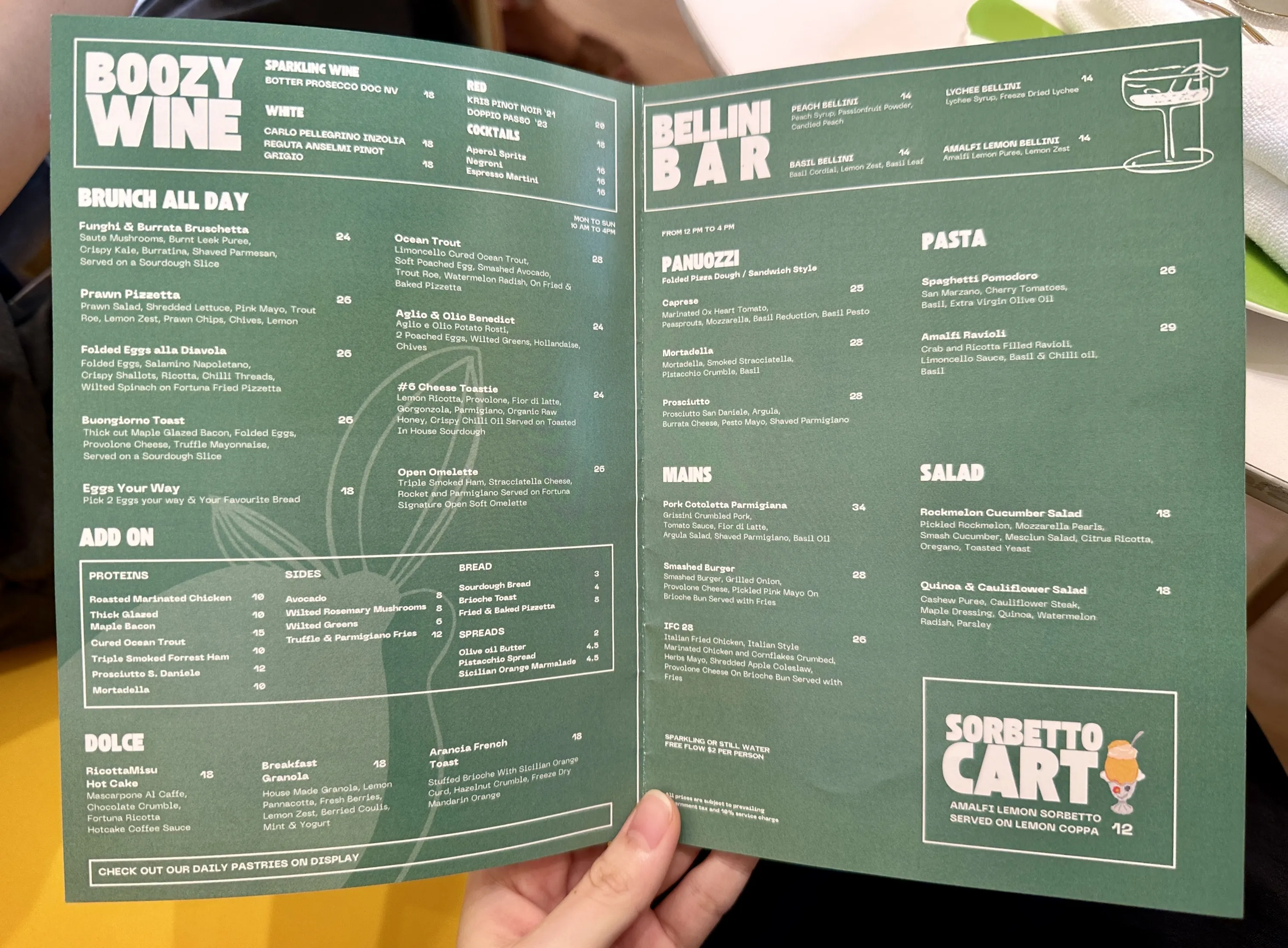 Fortuna Terrazza menu