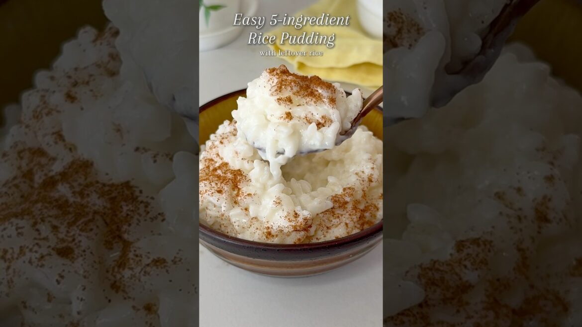 Easy 5-ingredient Rice Pudding #easyrecipes #leftoverricerecipe