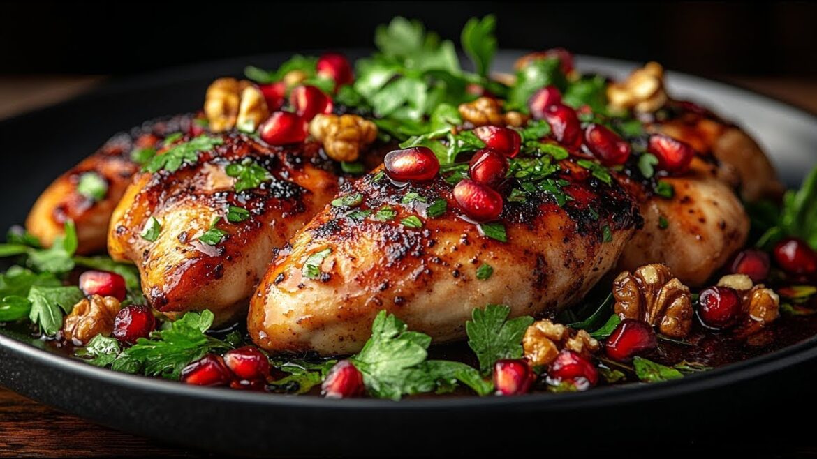 Delicious Chicken Breast with a Luscious Pomegranate Glaze