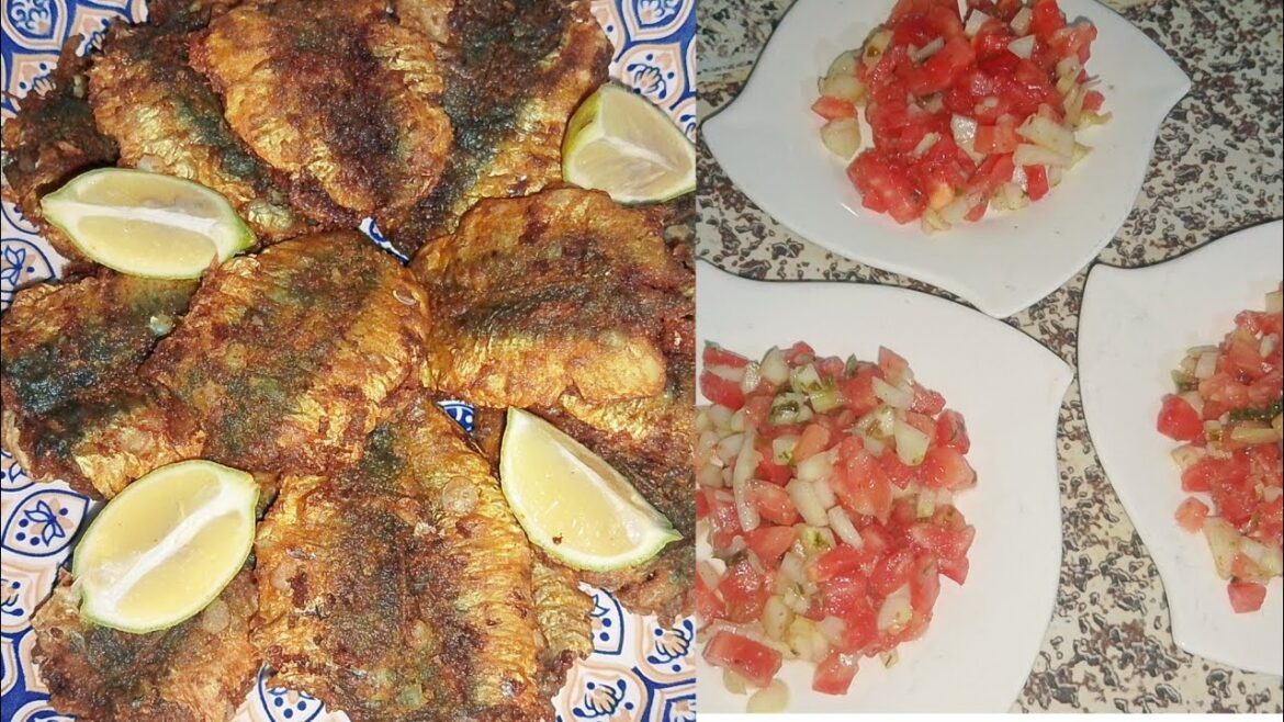 سردين مقلي على الطريقة المغربية التقليدية ديال زمان / سلطة الطماطم و الخيار