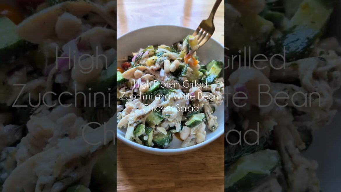 Perfect for meal prep high protein and fiber white bean chicken and roasted zucchini salad