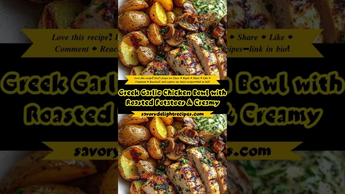 Greek Garlic Chicken Bowl with Roasted Potatoes & Creamy Mushroom-Tahini Pesto