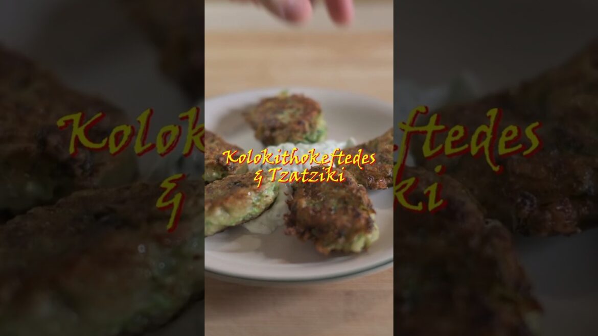 Zucchini fritters with tzatziki #zucchini #kolokithokeftedes #tzatziki #veggie #easy #summer