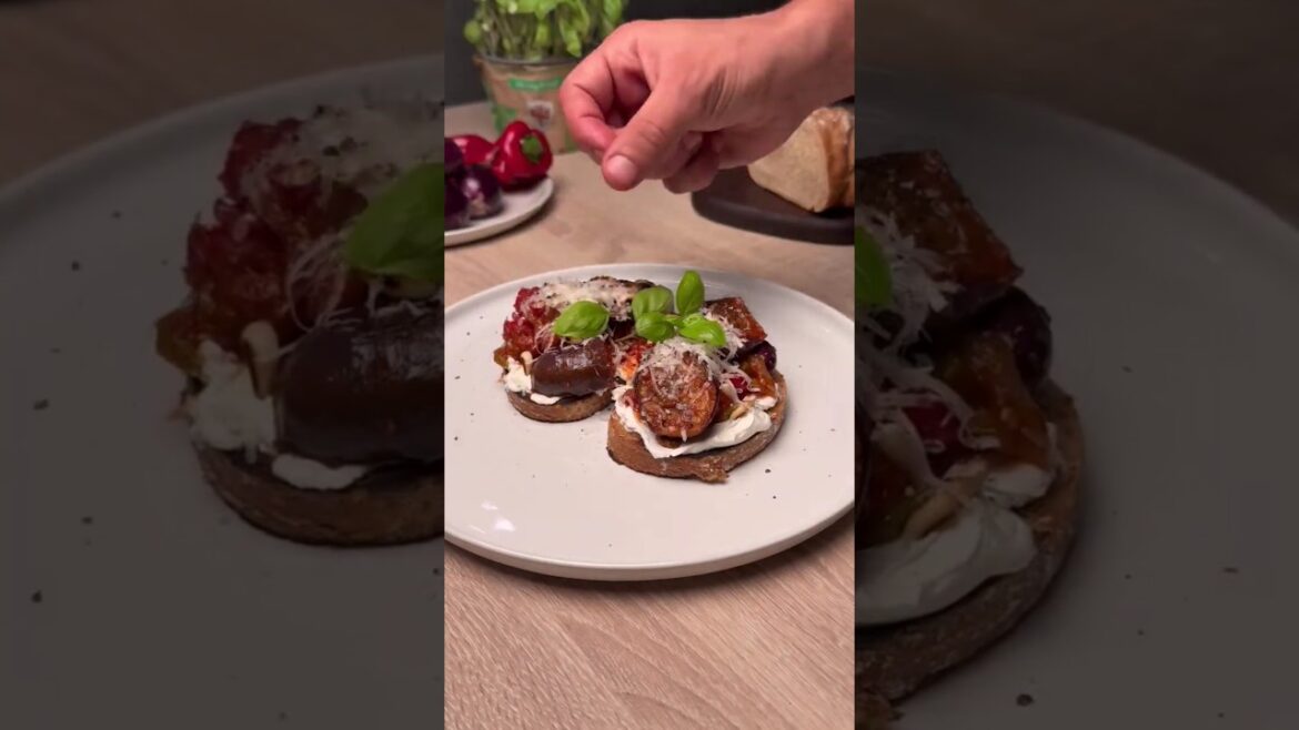 Caponata bread with labneh and pecorino