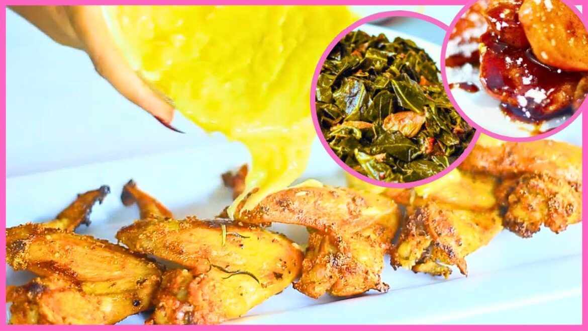 Soul Food CHICKEN Thigh RECIPES | Baked CHICKEN WINGS + COLLARD GREENS