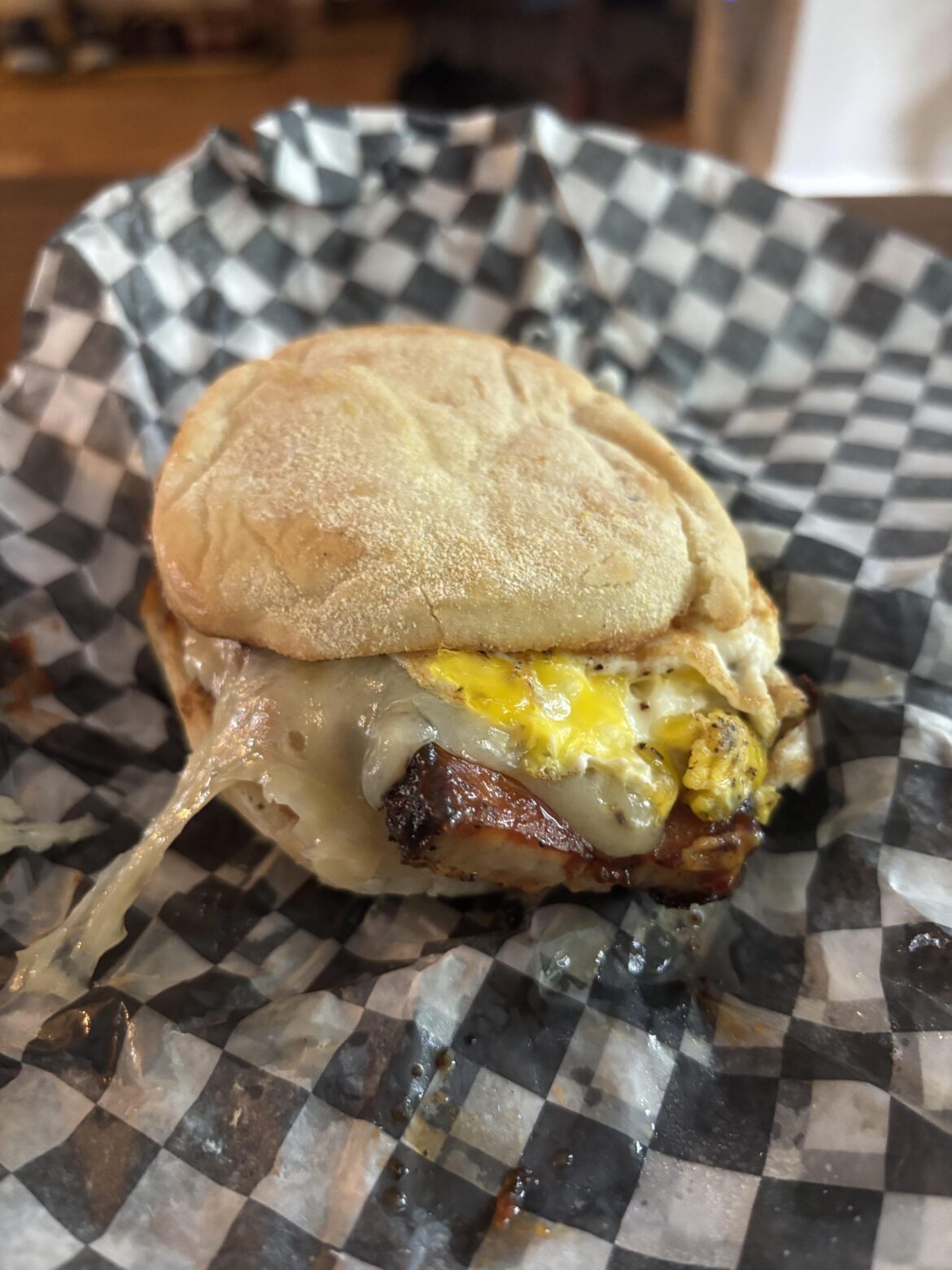 Hot Pork - smoked pork belly and egg w/cheese