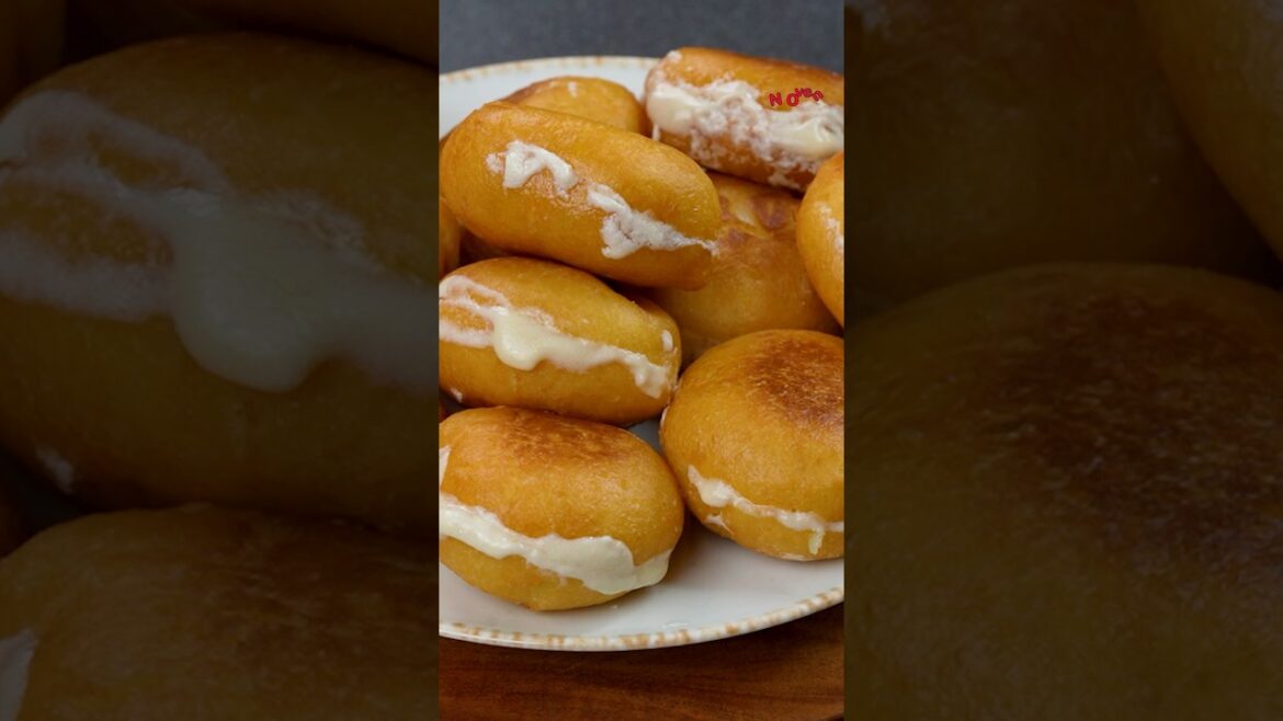 Cream Bun Recipe | Delicious Fried Cream Bun #creambun  #friedbun  #stuffedbun  #homemadesnacks