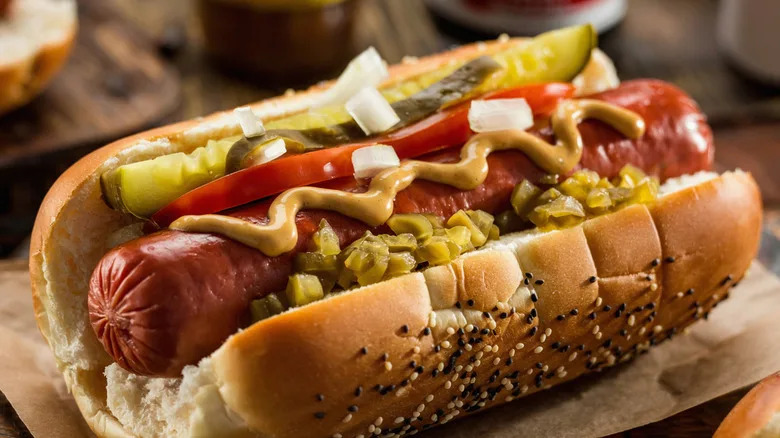 Chicago style hot dog.