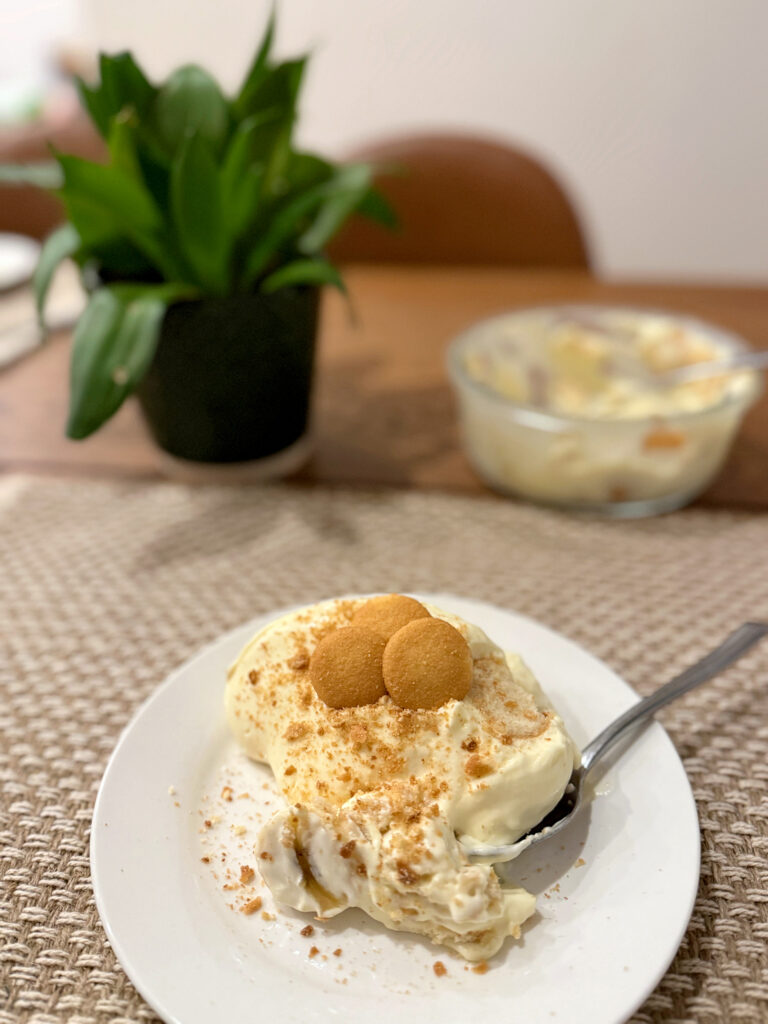 Banana pudding on a plate