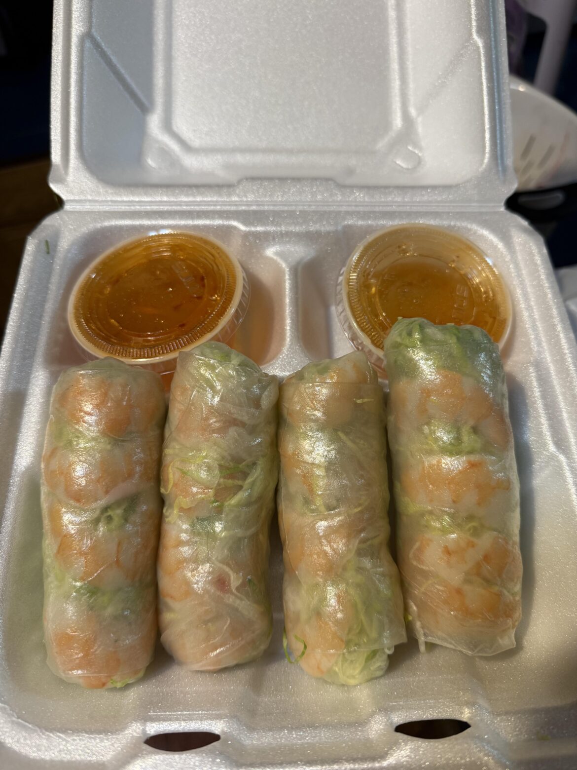 Shrimp summer rolls — even lower kcal if they make them without vermicelli inside