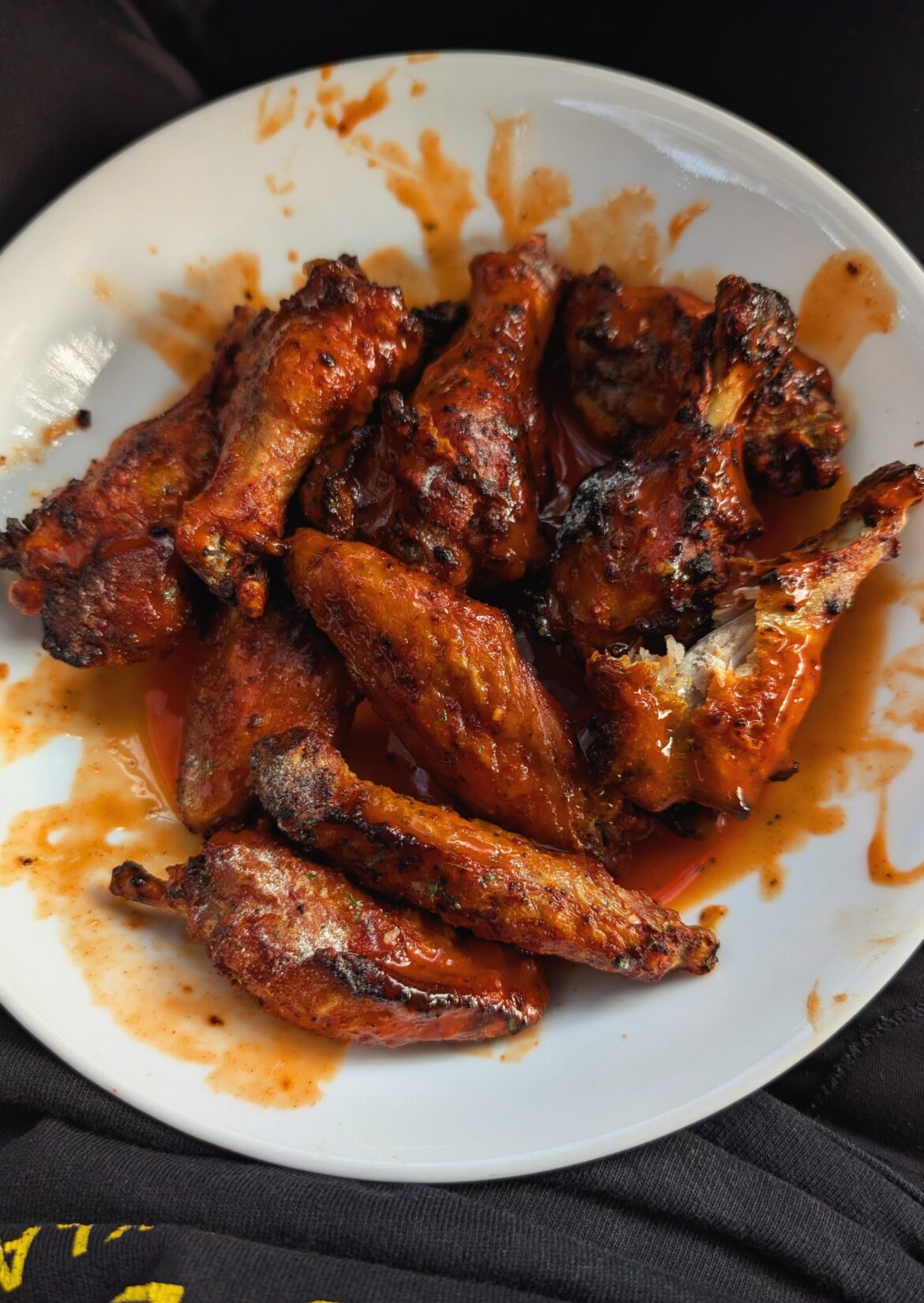 Air fried wings tossed in Carolina Reaper buffalo sauce (all homemade)