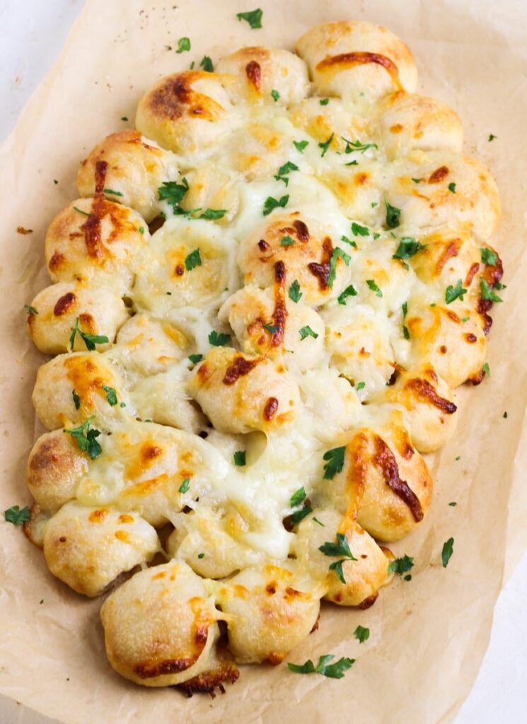 Cheesy Garlic Pull Apart Football Bread