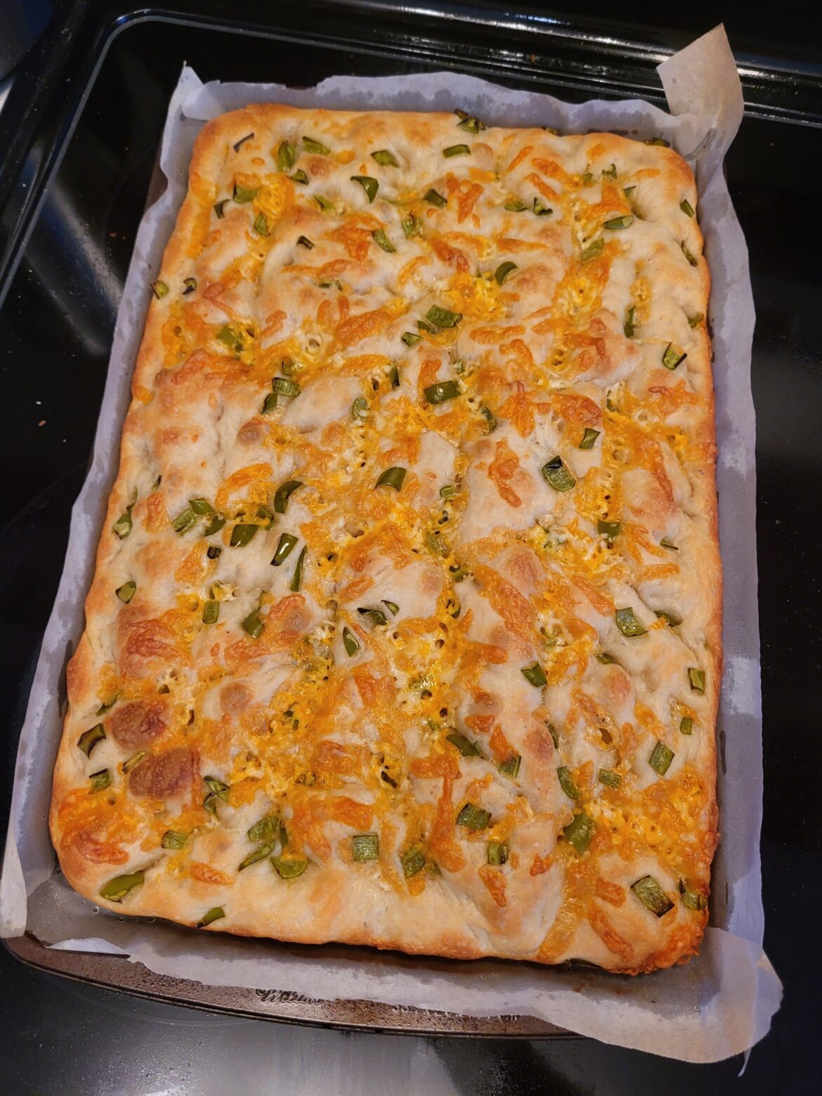 Made jalapeño and cheddar focaccia yesterday!