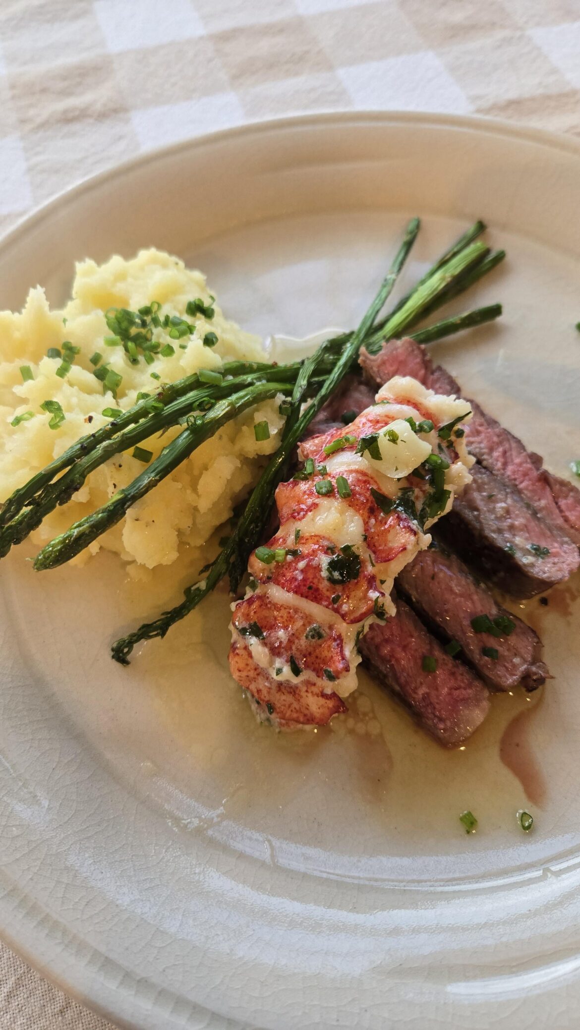 My beurre monte broke and the grocery store had shitty ahhsparagus. But im proud of my 1st time working with lobster tails