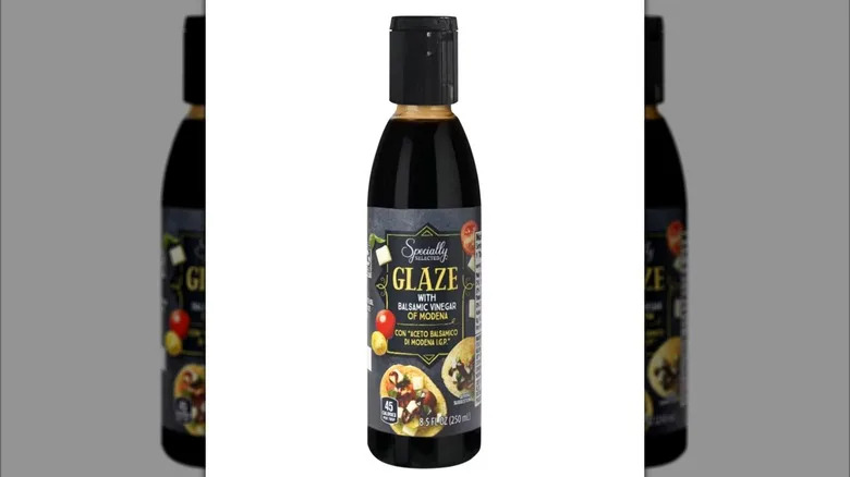 A bottle of Specially Selected Classic Balsamic Glaze on a white background.