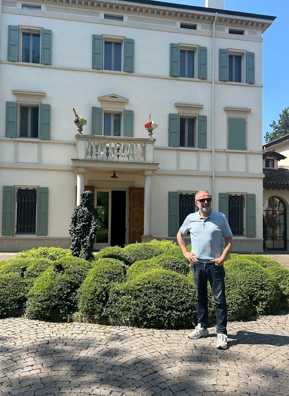 Massimo Bottura in front of Casa Maria Luigia. His estate in Modena is a tribute to his mother.